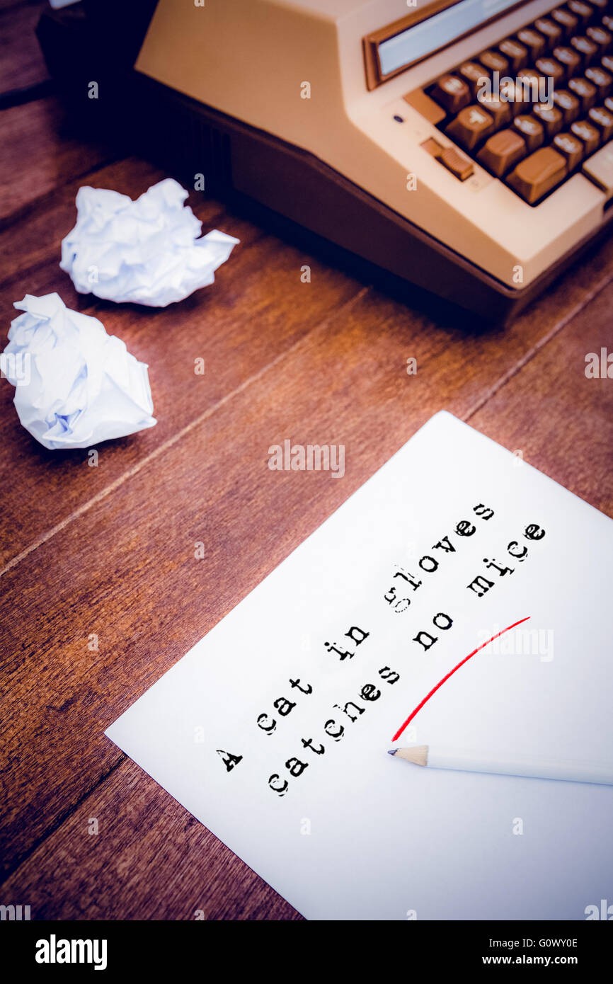 Composite Image Of The Sentence A Cat In Gloves Catches No Mice Against White Background Stock Photo Alamy