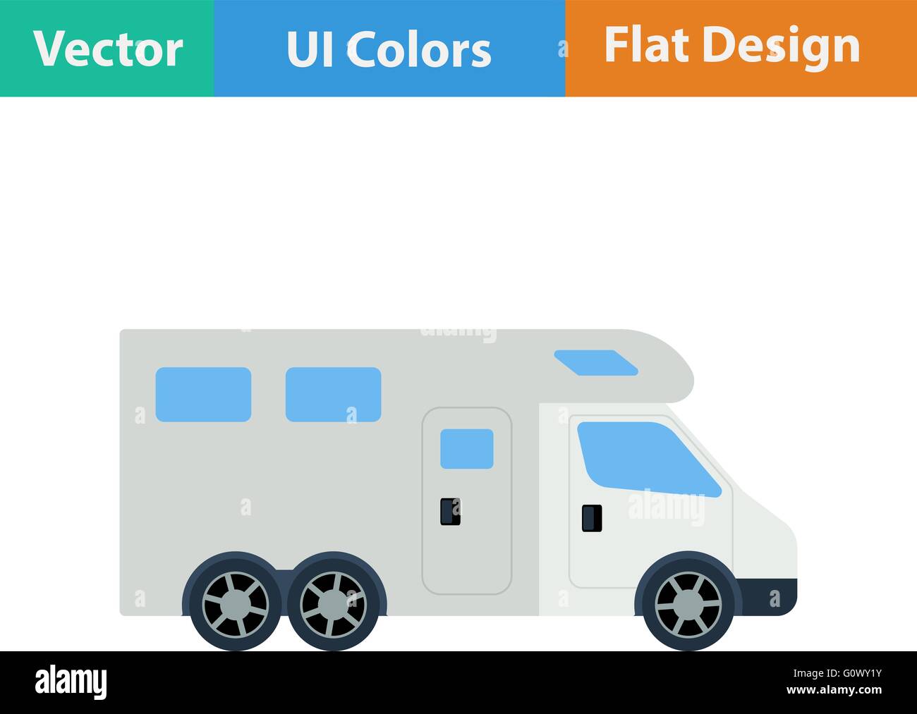 Flat design icon of camping family caravan car in ui colors. Vector ...