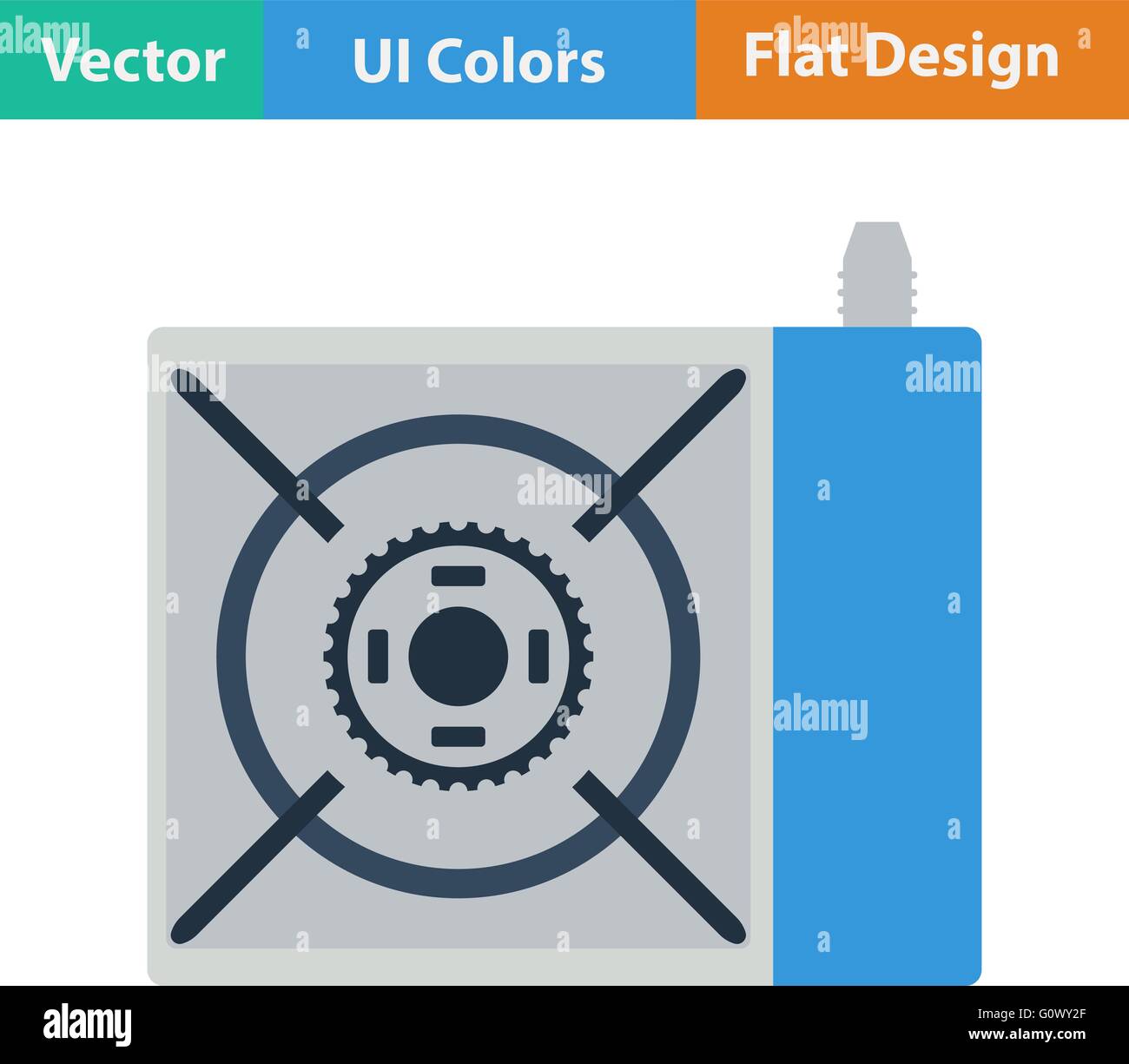Flat design icon of camping gas burner stove in ui colors. Vector illustration. Stock Vector
