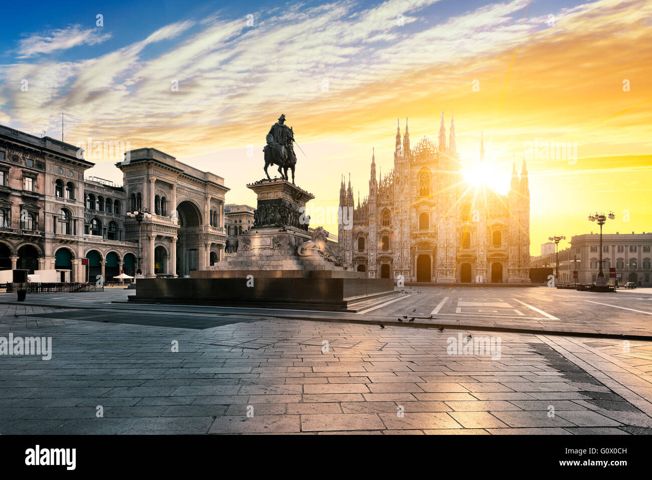Duomo at sunrise, Milan, Italy, Europe. Stock Photo