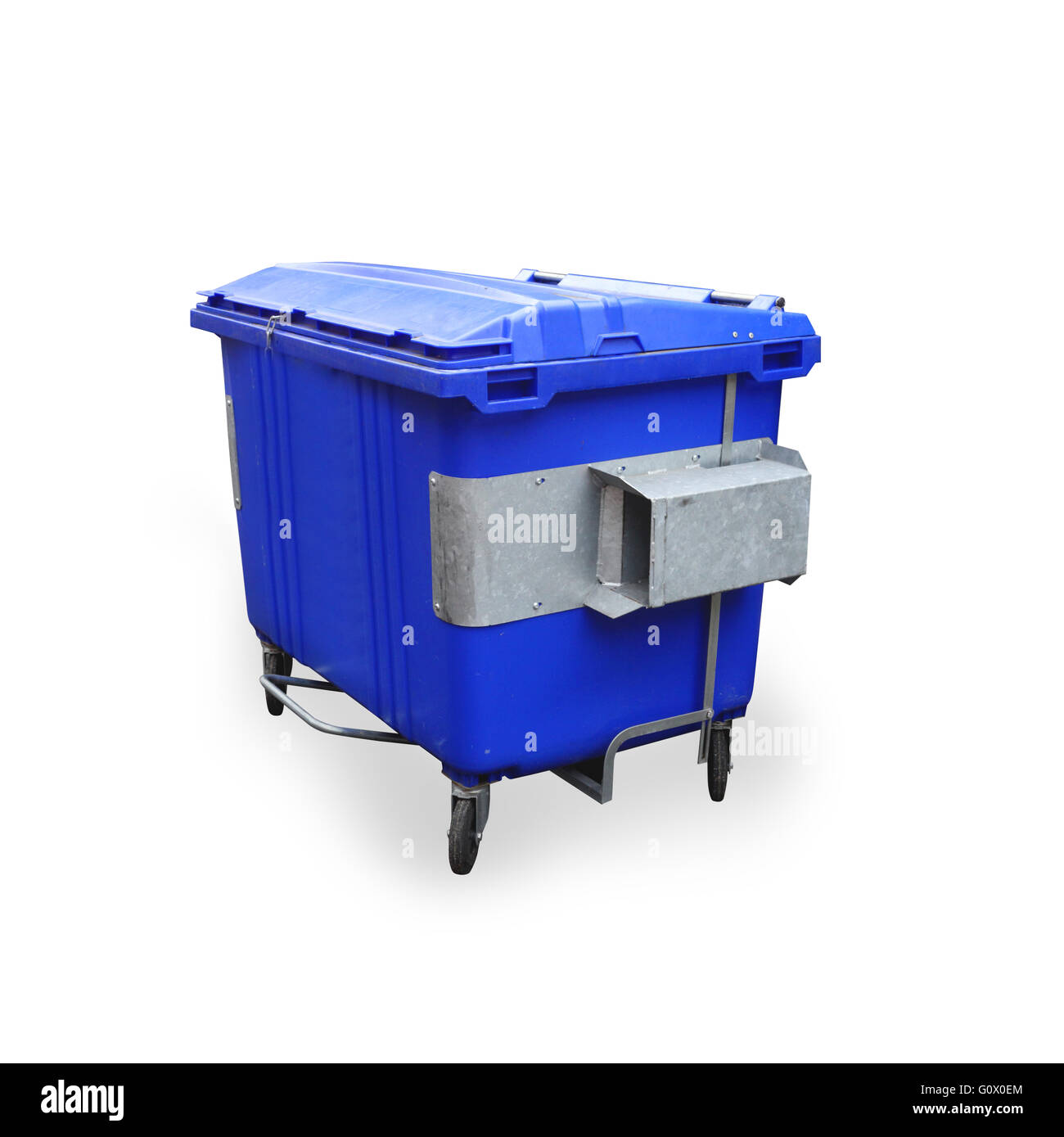 A large blue garbage bin Stock Photo