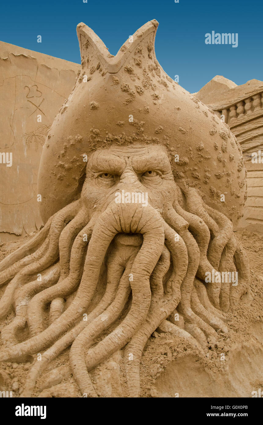 Sand sculpture of  Davy Jones Stock Photo