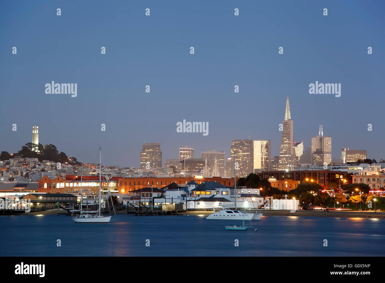 Skyline (including Coit Tower and Transamerica Pyramid), San Francisco, California USA Stock Photo