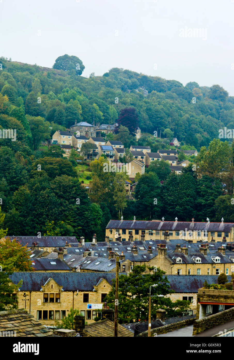 Terraced houses in Hebden Bridge Calderdale West Yorkshire England
