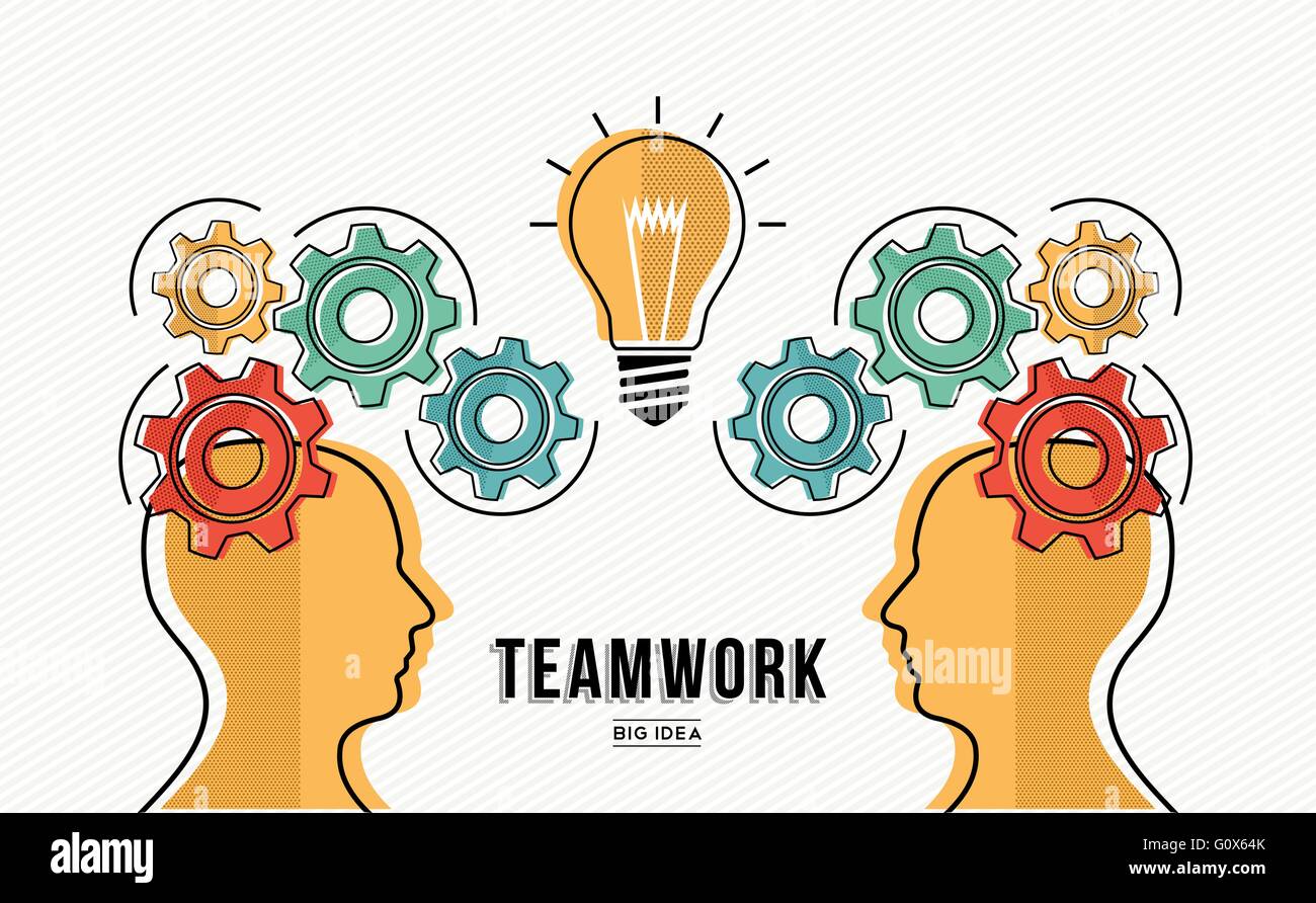 Teamwork business concept design of creative idea process, team skills and group project development. EPS10 vector. Stock Vector