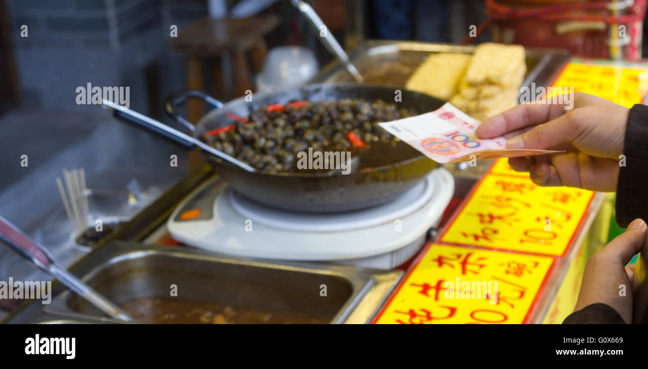 Chinese street food market, photo taken in China Stock Photo