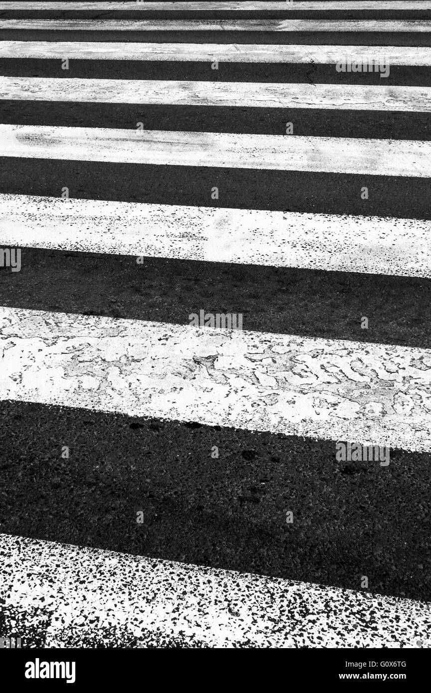 Pedestrian crossing on the road, zebra traffic walk way. Stock Photo