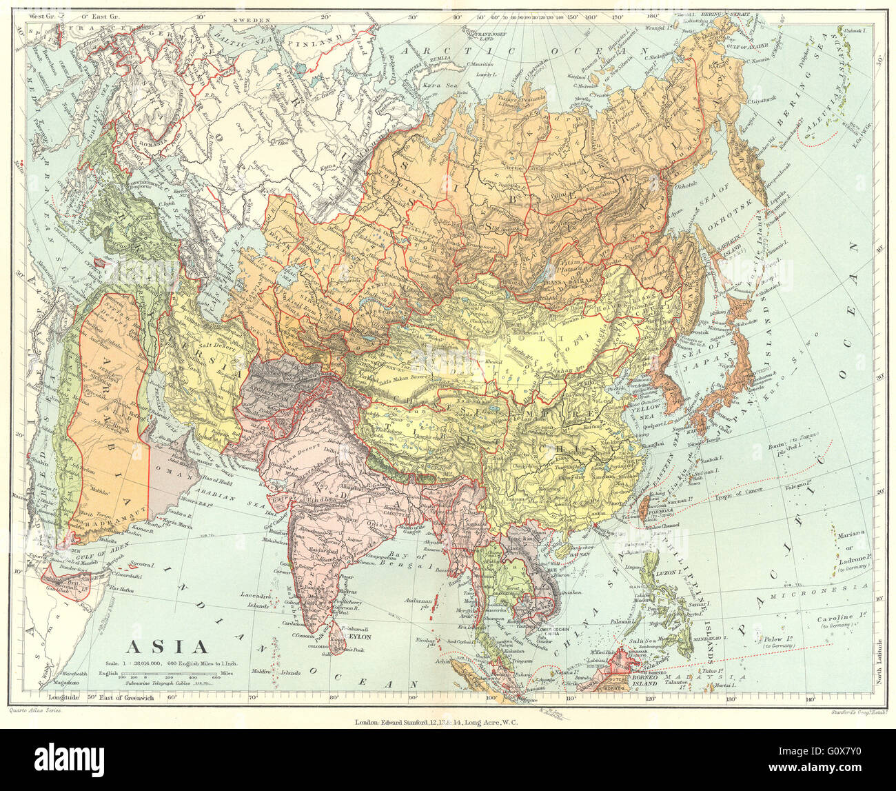 ASIA: Russia China British India Oman Arabia Persia Siam. STANFORD ...