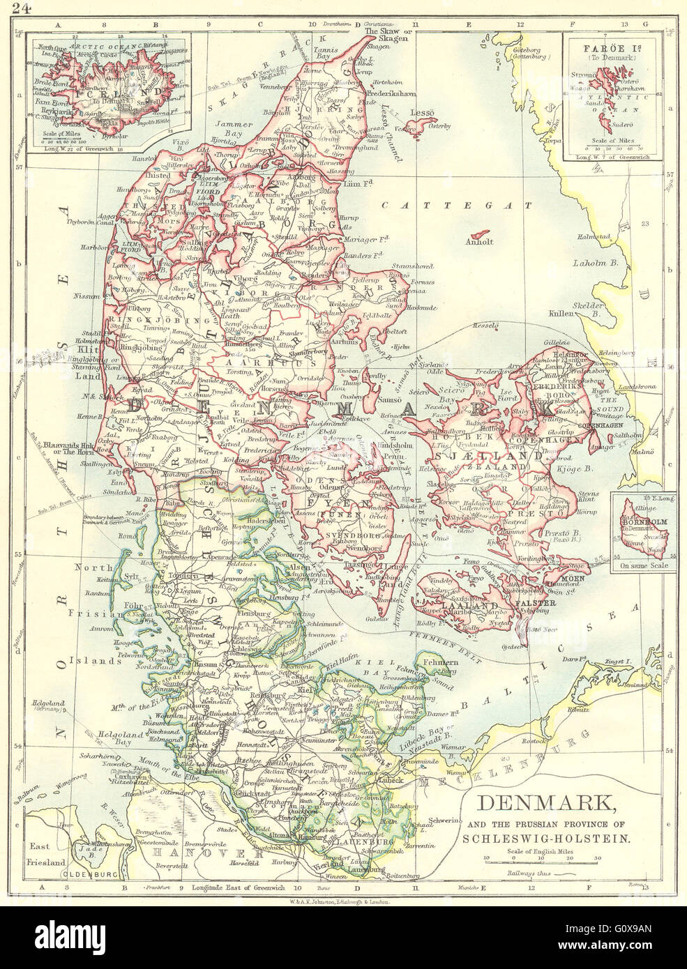DENMARK Prussian SchleswigHolstein; Iceland; Bornholm, 1897 antique