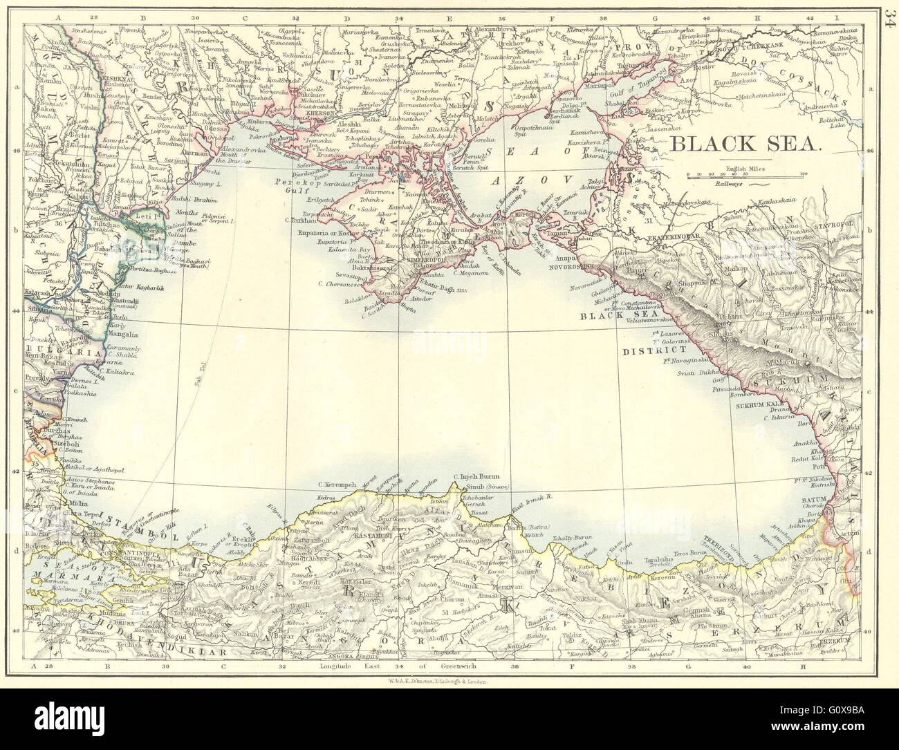 EUROPE: Black Sea, 1897 antique map Stock Photo