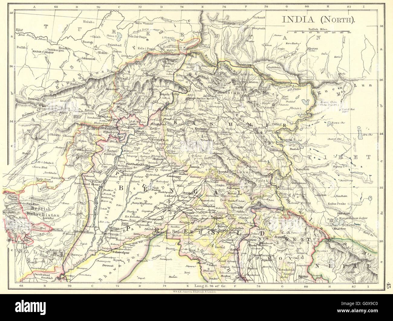 INDIA: India(North), 1897 antique map Stock Photo