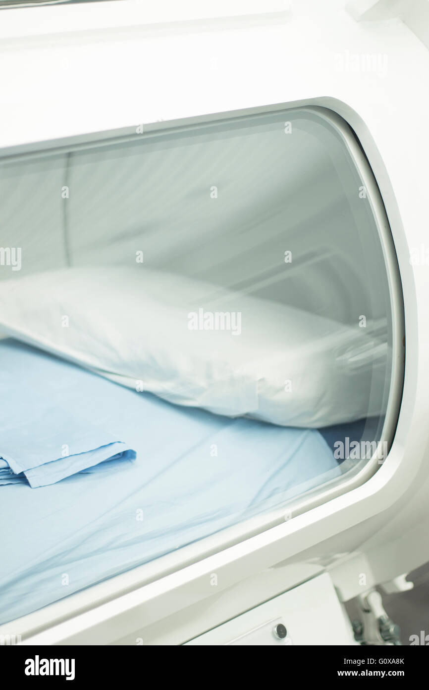 Hyperbaric oxygen therapy HBOT chamber tank in medical hospital clinic