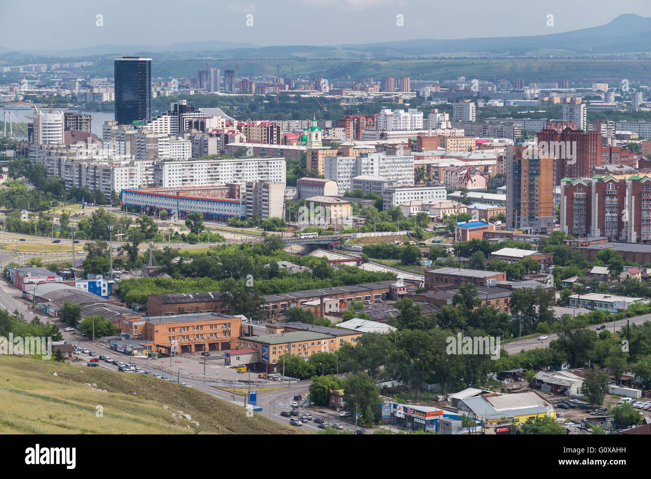 Aerial view of Krasnoyarsk, Russia Stock Photo Alamy