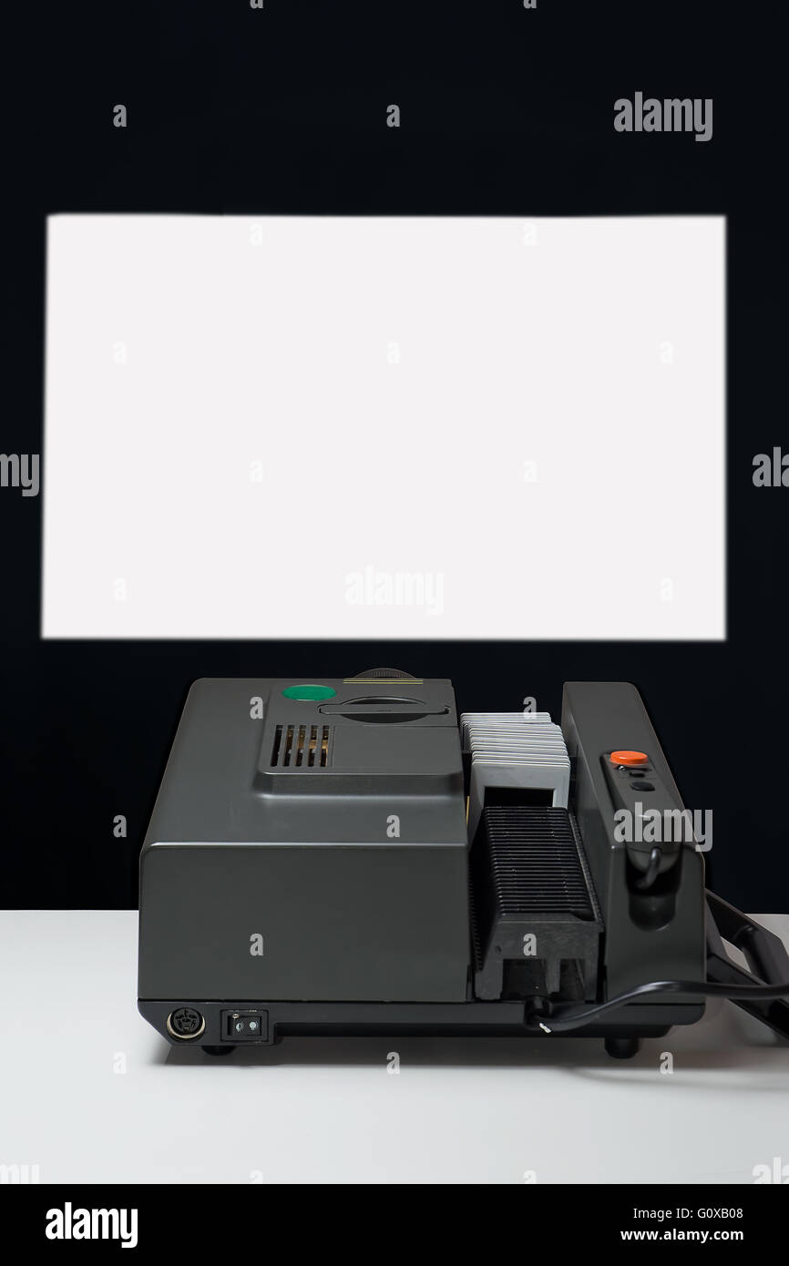 old slide projector that projects on the wall Stock Photo