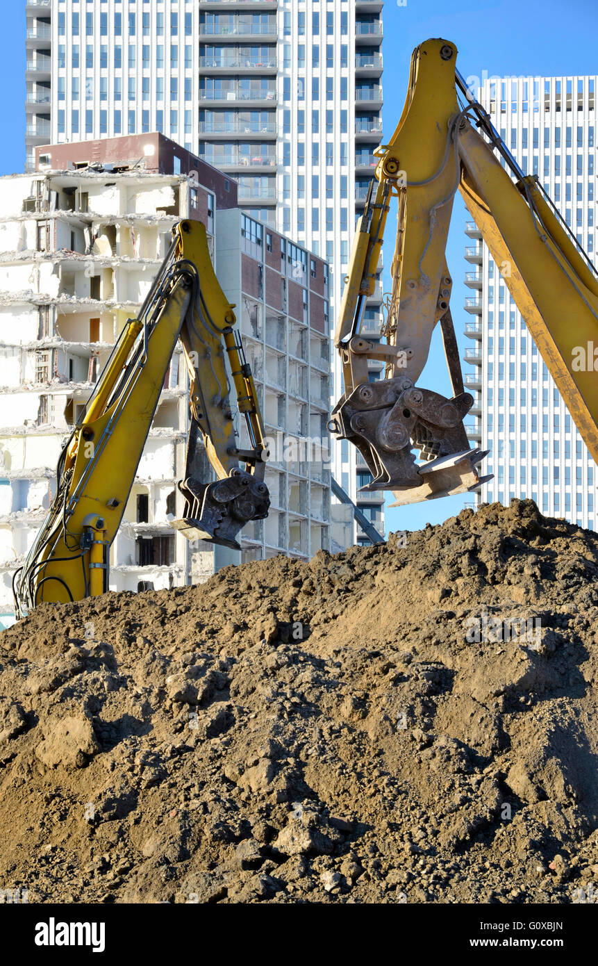 Heavy Machinery at Regent Park Demolition, Toronto, Ontario, Canada