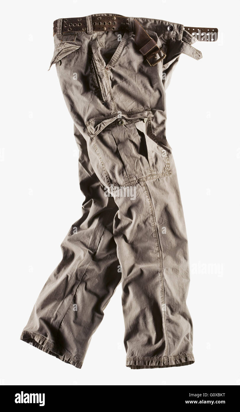 Cargo pants with belt, studio shot on white background Stock Photo Alamy