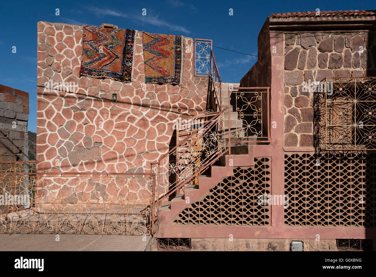 Building exterior of home, Marrakesh, Morocco Stock Photo