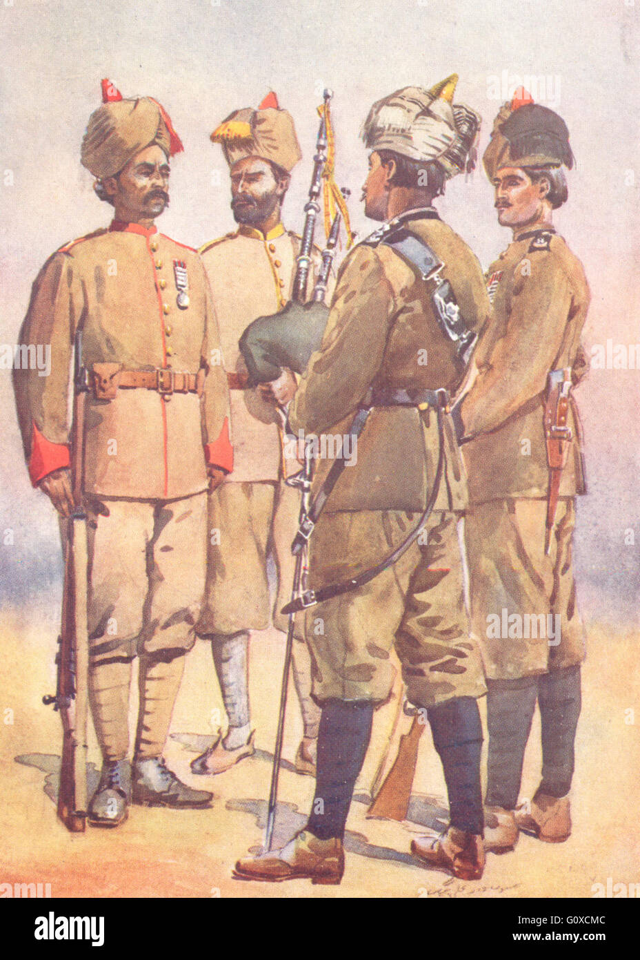 FRONTIER FORCE: 51st Sikh Piper Punjabi; 56th Sagri Khattaks; 59th Sindh, 1911 Stock Photo