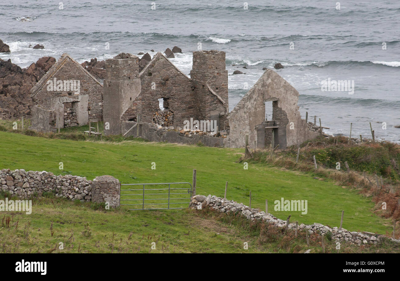 Derelict stone building on County Donegal coast near Maghery, Co