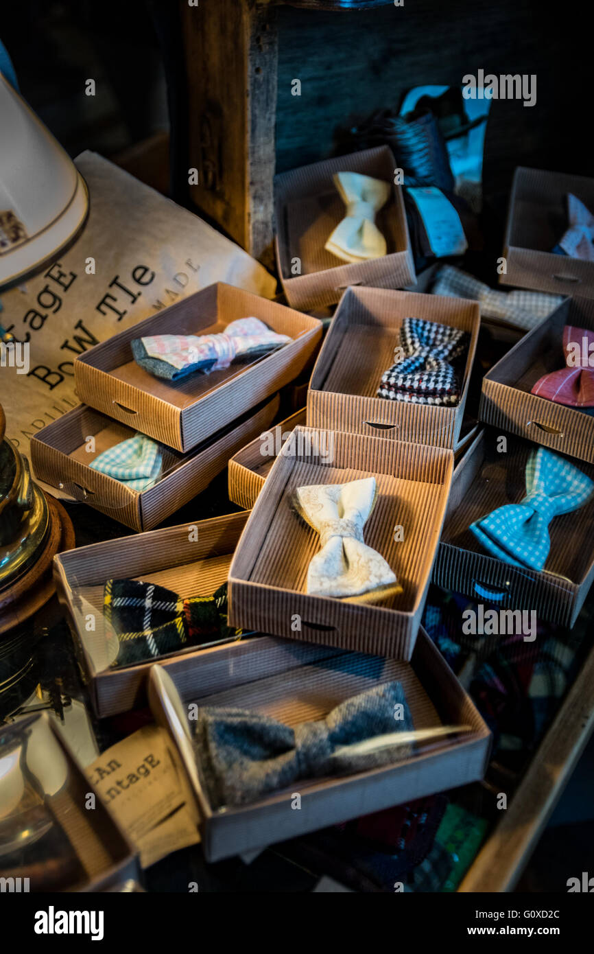 Vintage bow ties at an outdoor market in Florence, Italy. Stock Photo