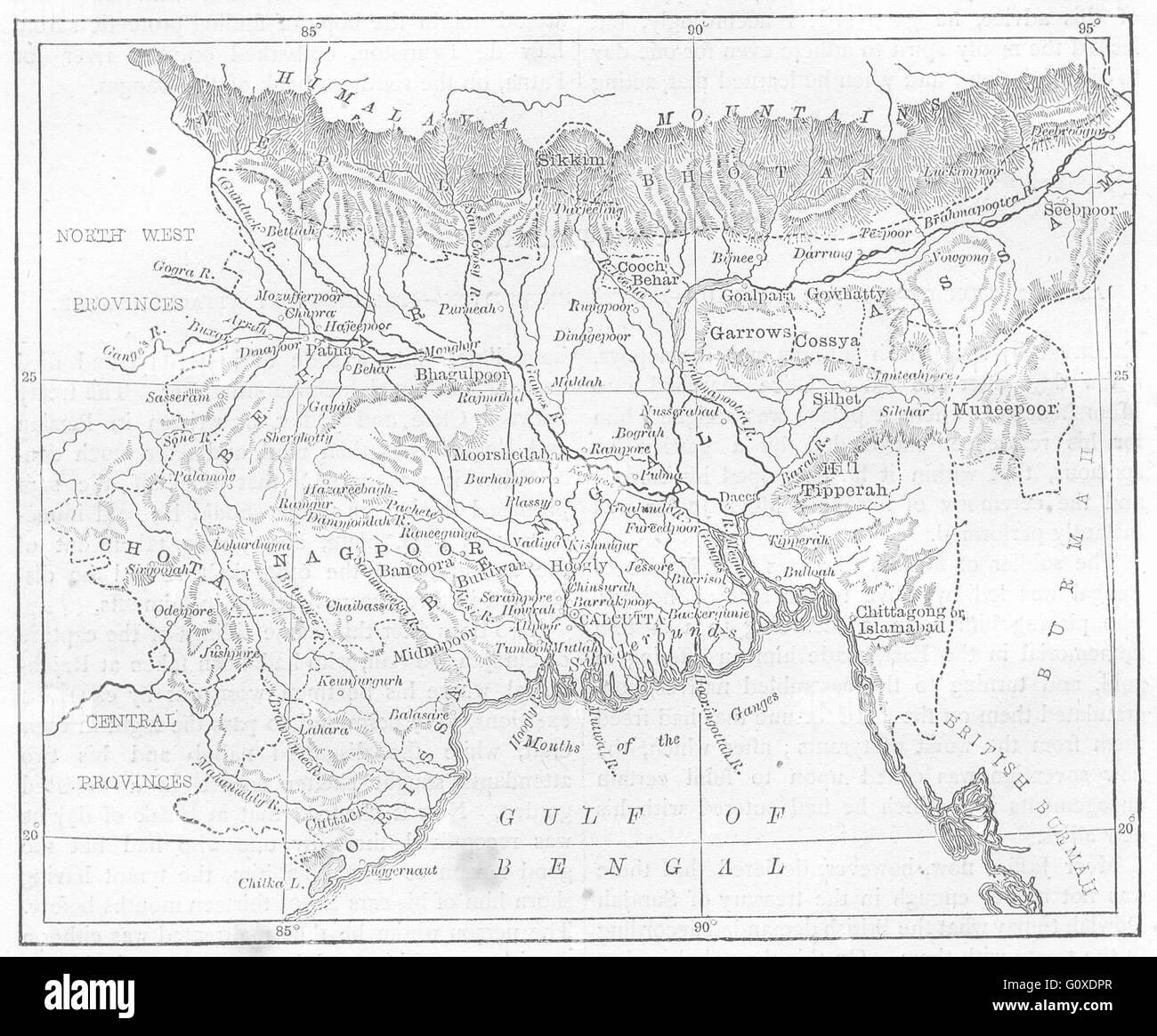 INDIA: Map of Bengal, Bihar, and Orissa, c1880 Stock Photo
