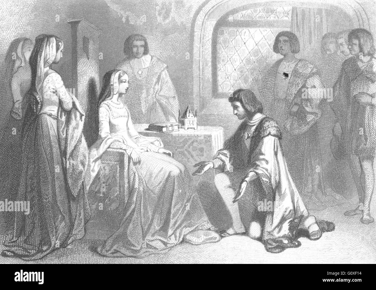 FRANCE: Anne de Bretagne et Louis D'Orleans Rennes 1491, antique print 1844 Stock Photo
