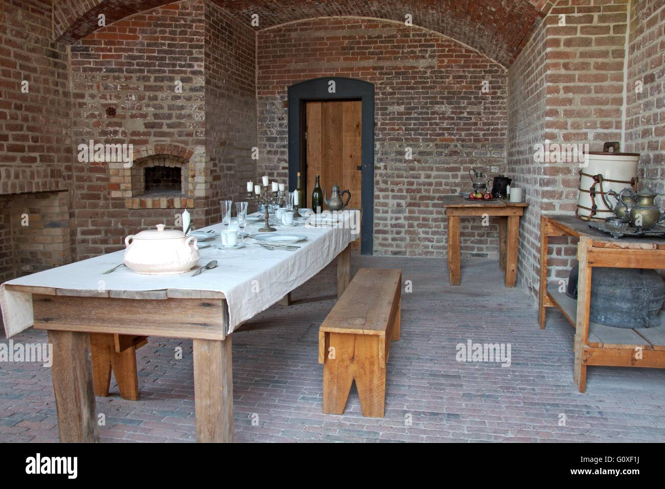 Details of Fort Clinch off Amelia island Florida. Served from 1847 in second Seminole wars, as well as Union fort in Civil war. Stock Photo