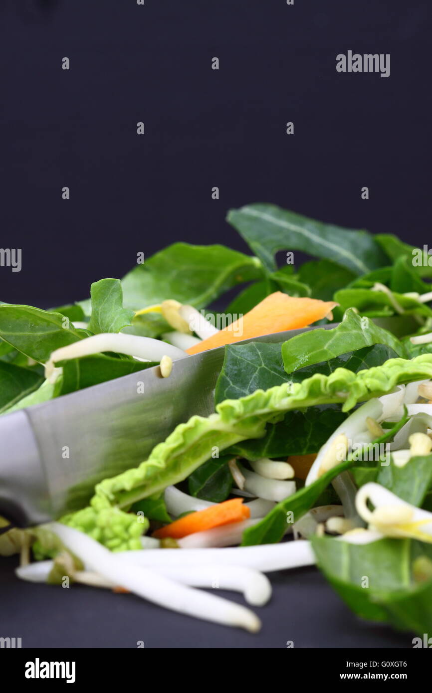 Cutting vegetables for a stir fry with a knife Stock Photo Alamy