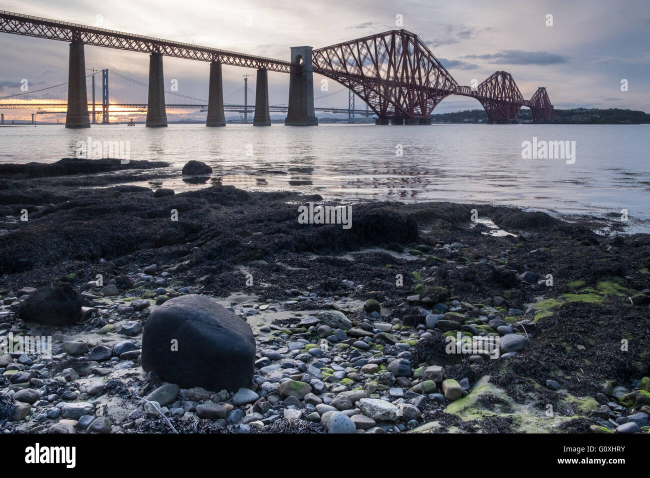 Forth Rail Bridge over the Firth of Forth, South Queensferry near Edinburgh, Lothian, Scotland Stock Photo