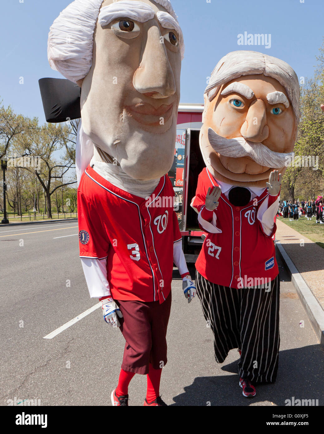 The Racing Presidents, Washington Nationals baseball team mascots - Washington, DC USA Stock Photo