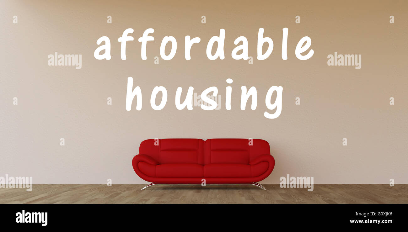 Affordable Housing Concept with Home Interior Art Stock Photo