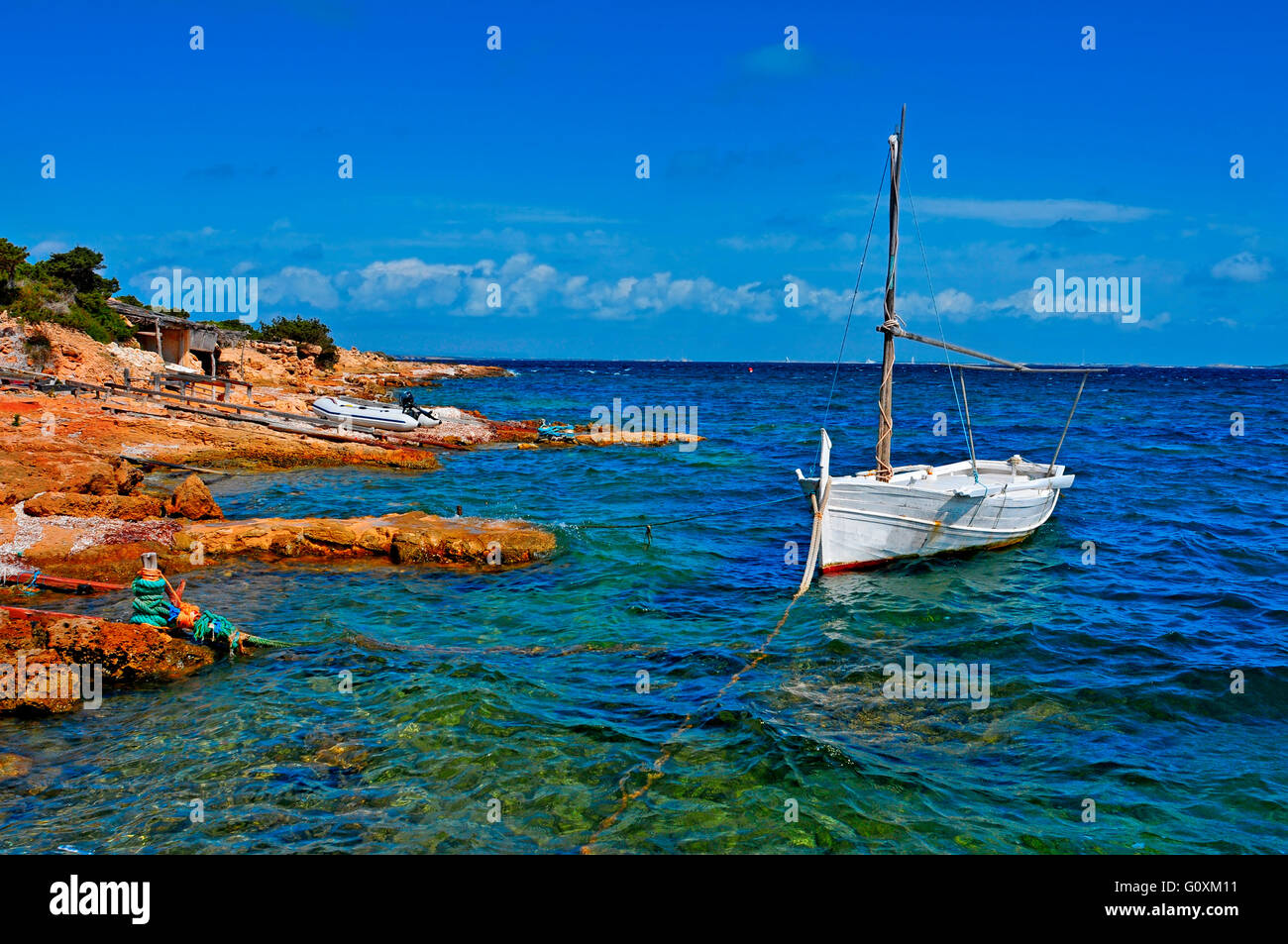 natural docks of Punta de Sa Pedrera in Formentera, Balearic Islands, Spain Stock Photo
