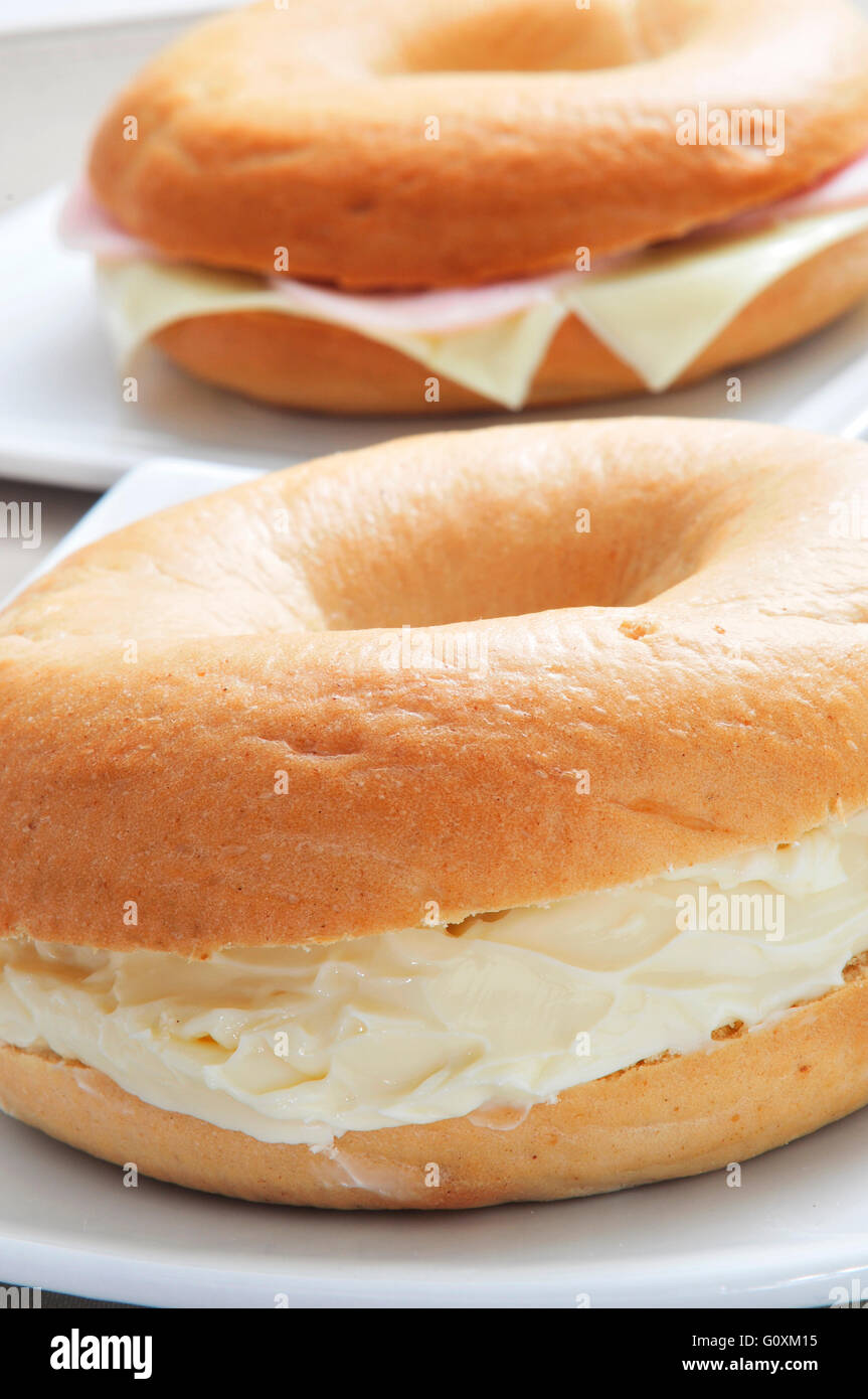 Cream cheese filled bagels hires stock photography and images Alamy