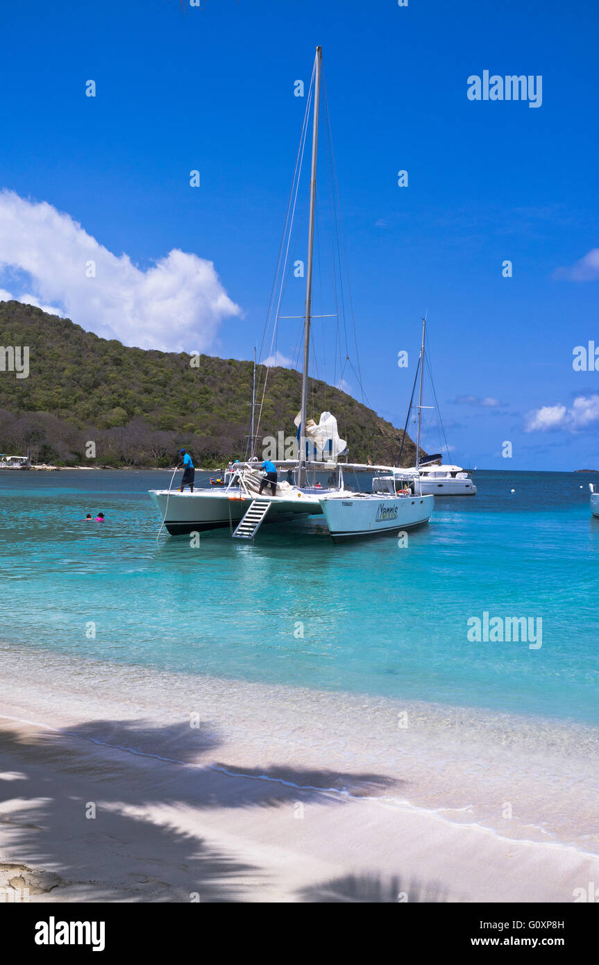 dh Mayreau island ST VINCENT CARIBBEAN Saltwhistle Bay catamaran caribbean yacht Grenadines luxury vacation sailboats windward islands Stock Photo