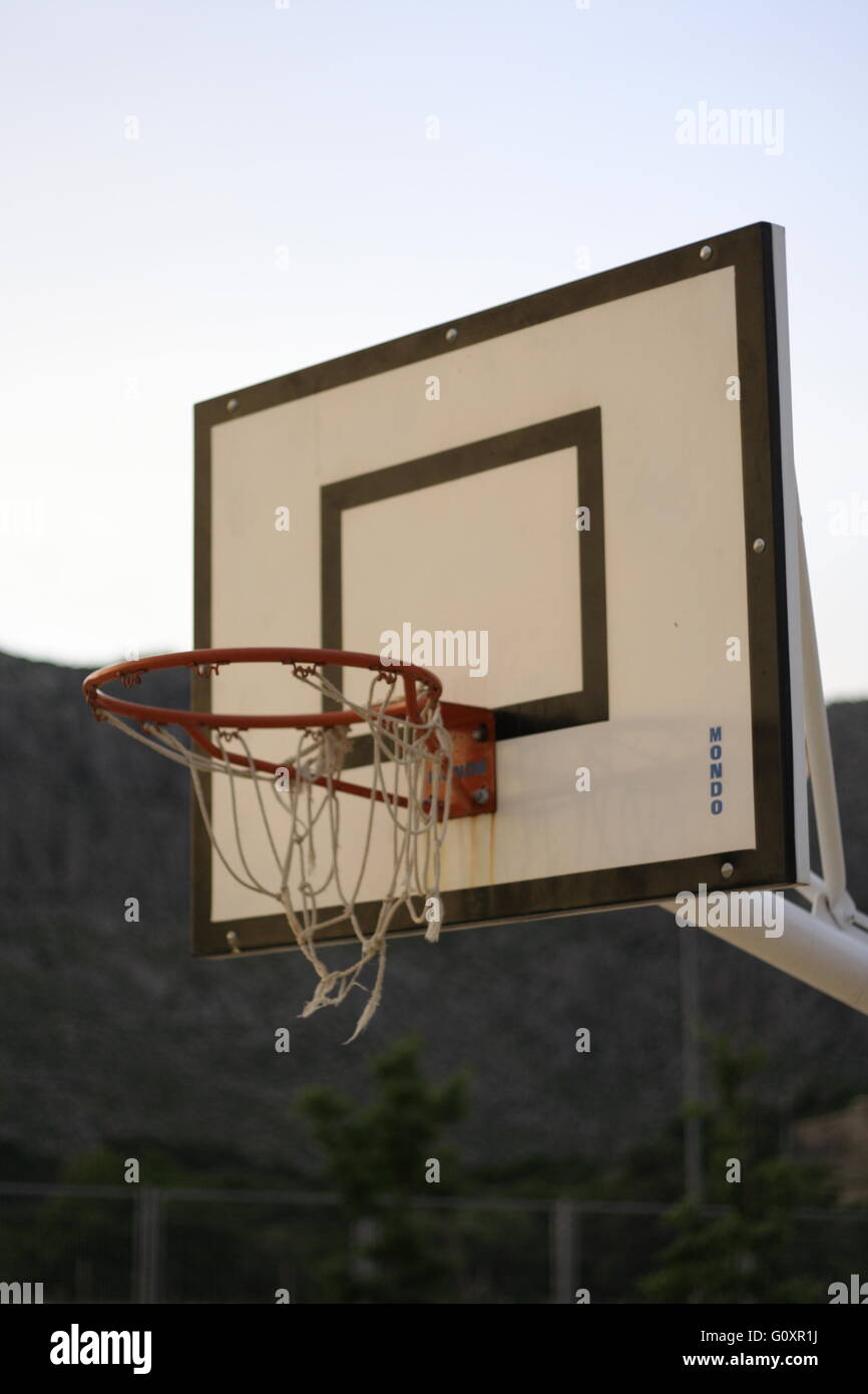 Basketball court in Mallorca spain summer hoop Stock Photo Alamy