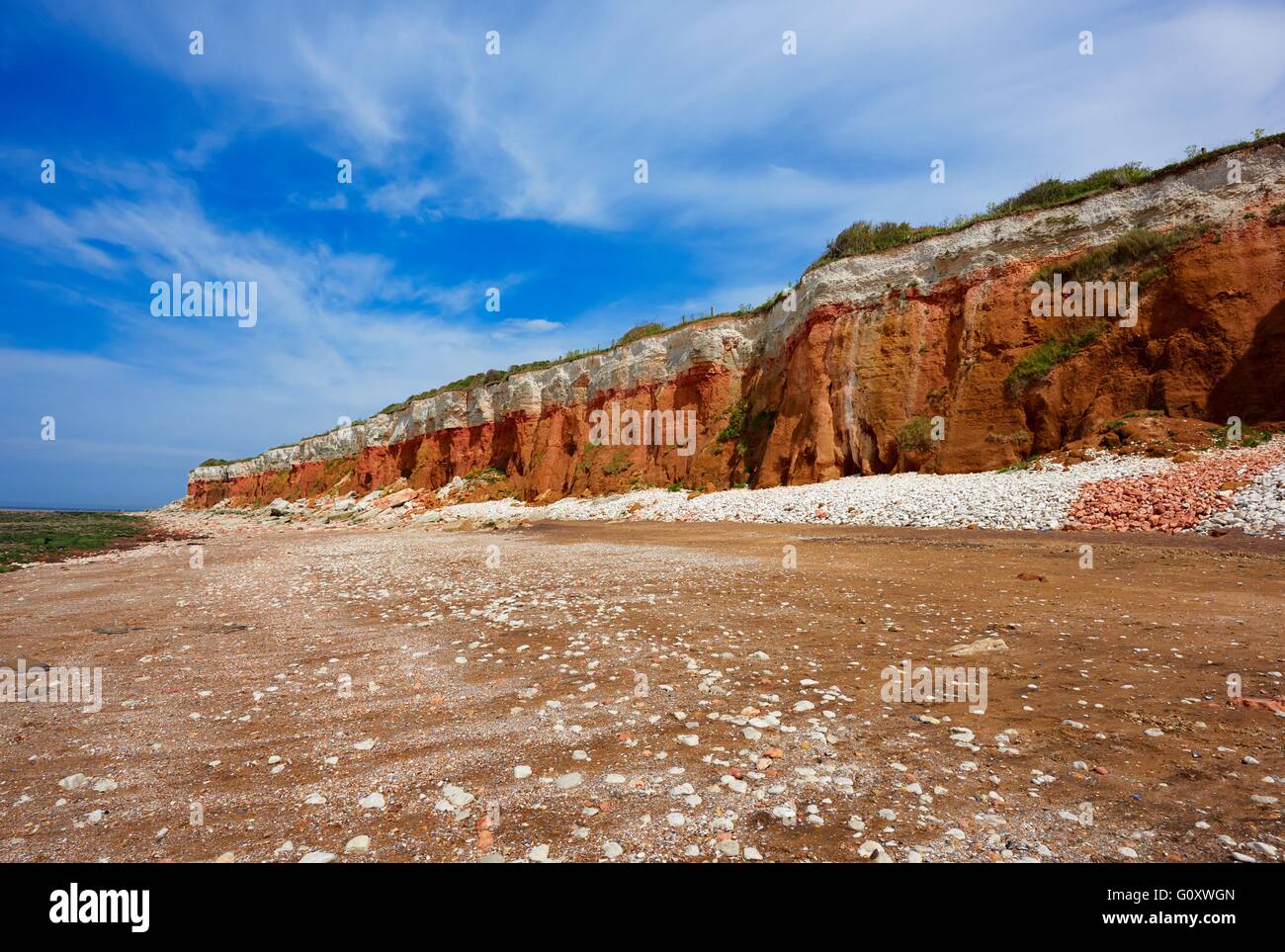 Old Hunstanton beach and cliffs Norfolk England UK Stock Photo
