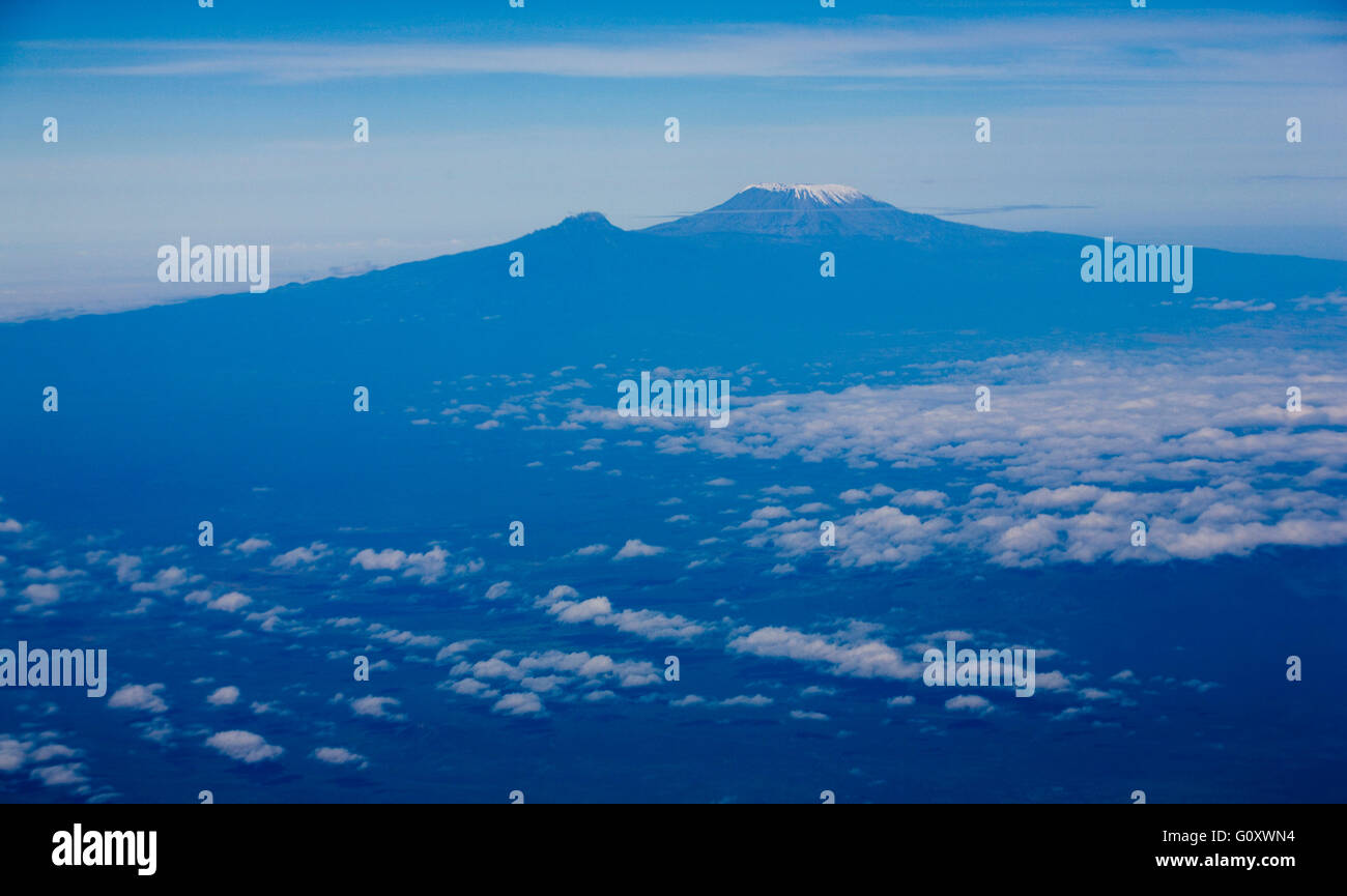Aerial Of Mount Kilimanjaro From The Air Stock Photo