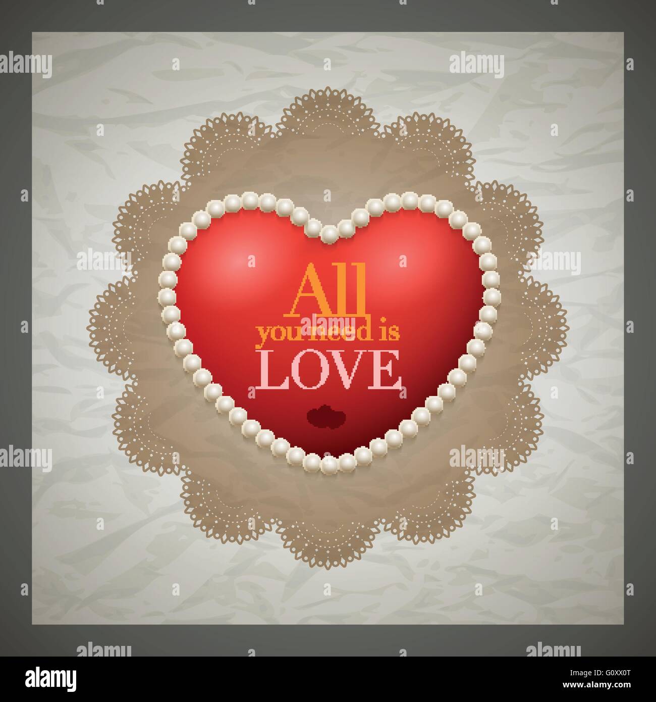 Vector retro Valentine's Day greeting card design template with ...