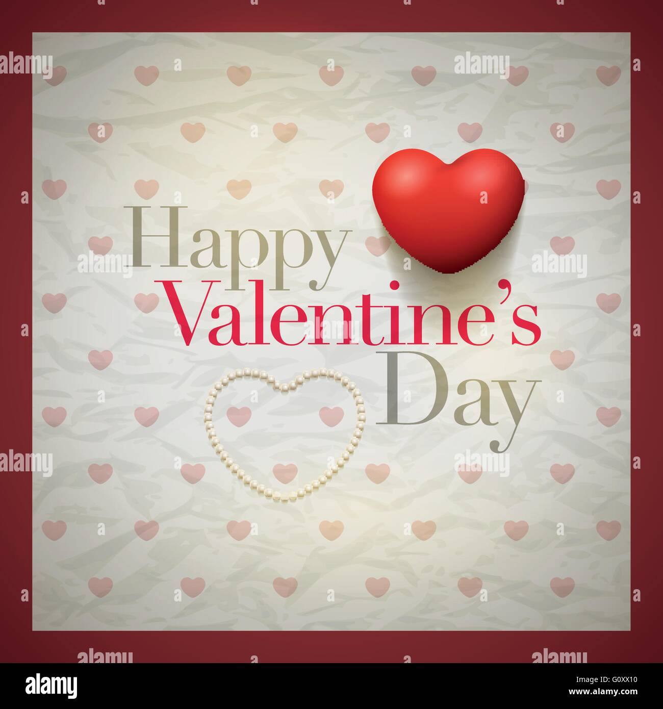 Vector retro Valentine's Day greeting card design template with ...