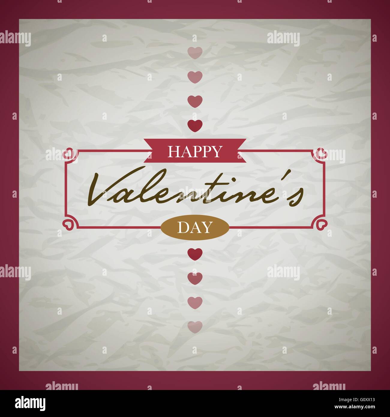 Vector retro Valentine's Day greeting card design template with ...