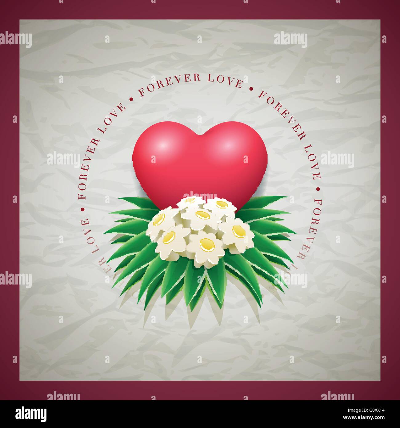 Vector retro Valentine's Day greeting card design template with ...