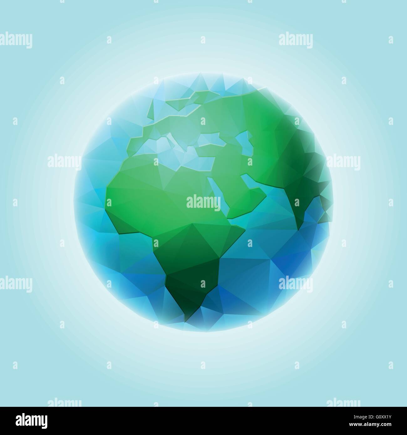 Vector polygonal world sphere. All elements are layered separately in vector file. Stock Vector
