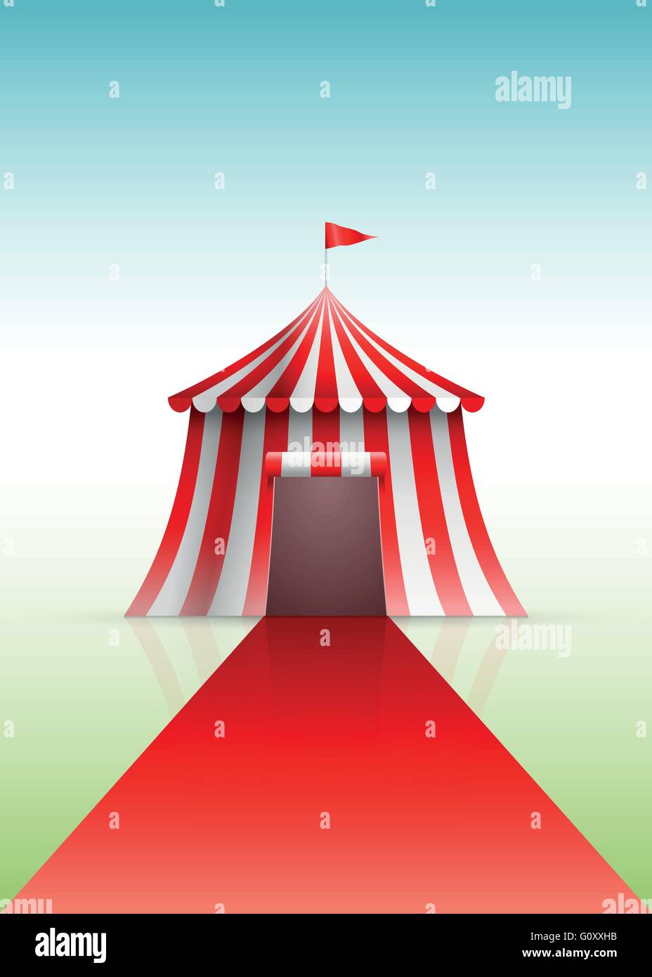 Circus tent and red carpet. Vector illustration. Stock Vector