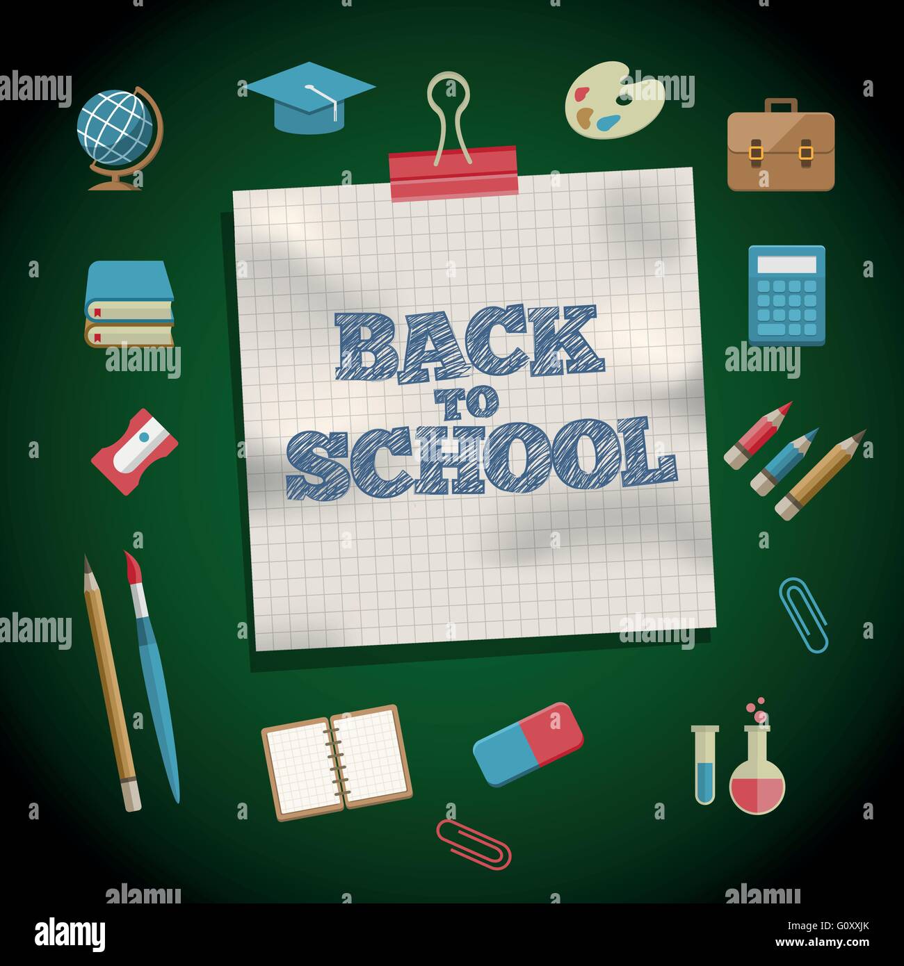 Vector Flat Education and School Supplies Icon Set Stock Vector Image ...