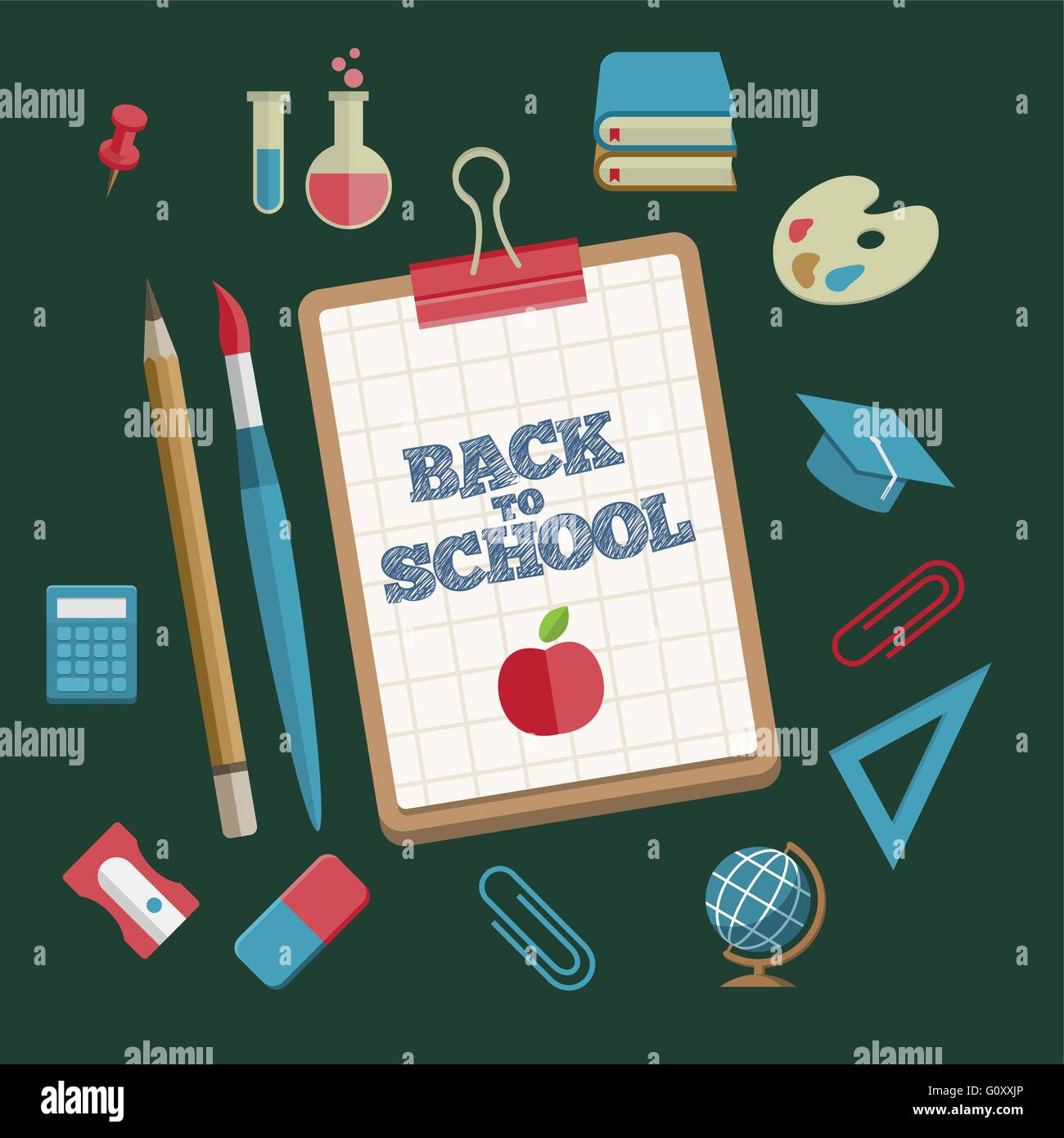 Vector Flat Education and School Supplies Icon Set Stock Vector Image ...