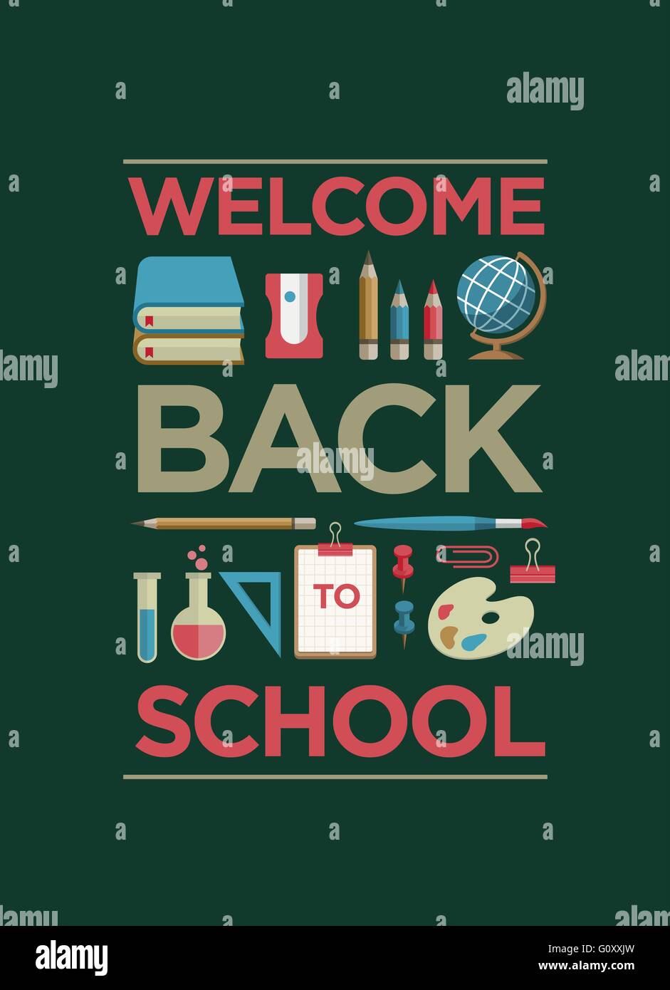 Vector Flat Education and School Supplies Icon Set Stock Vector Image ...