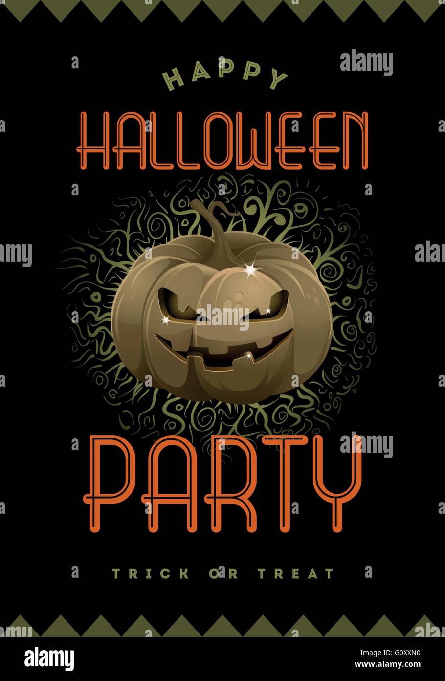 Vector Halloween Party poster design template with Jack'O Lantern Stock ...