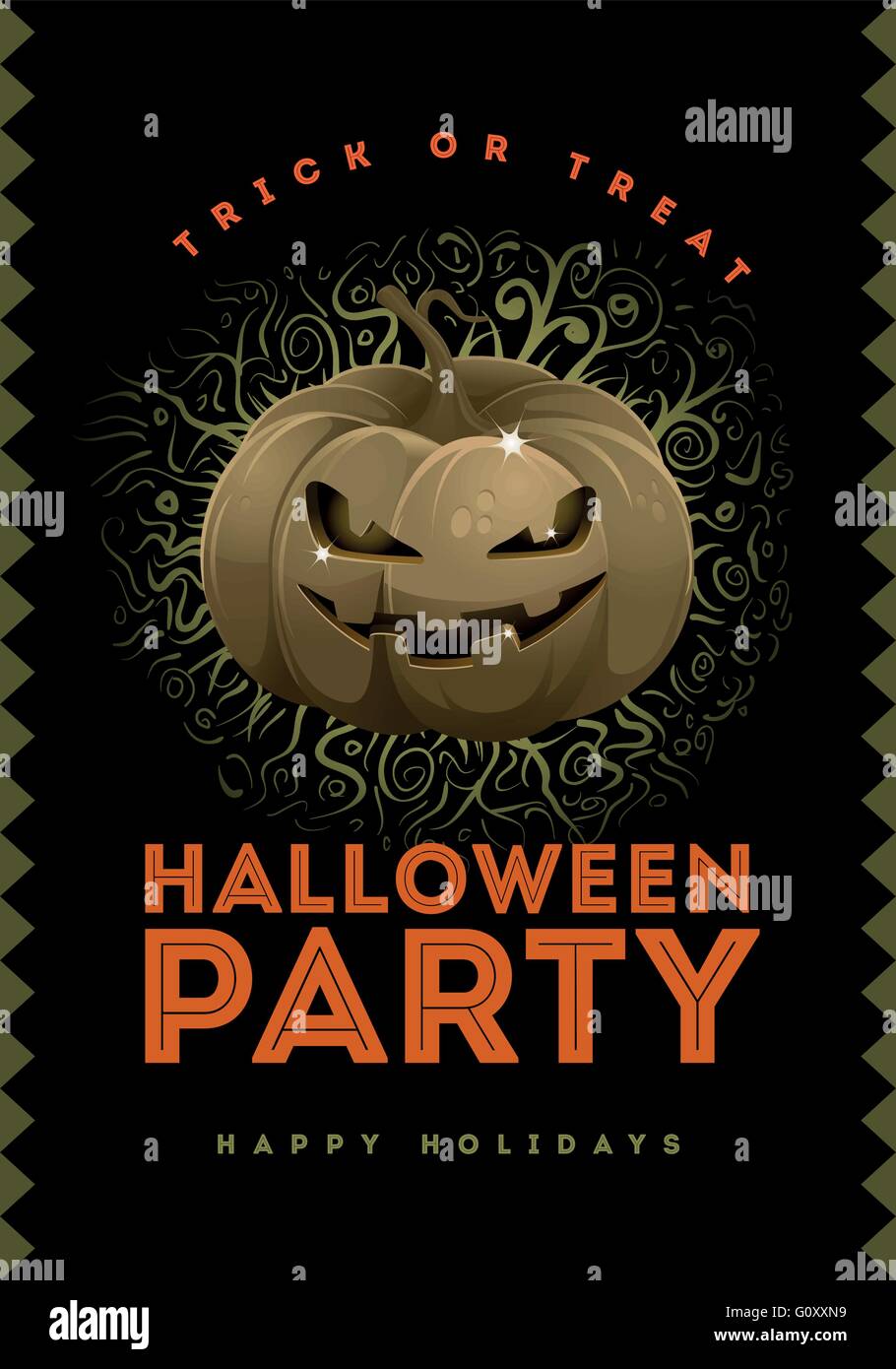 Vector Halloween Party poster design template with Jack'O Lantern Stock ...