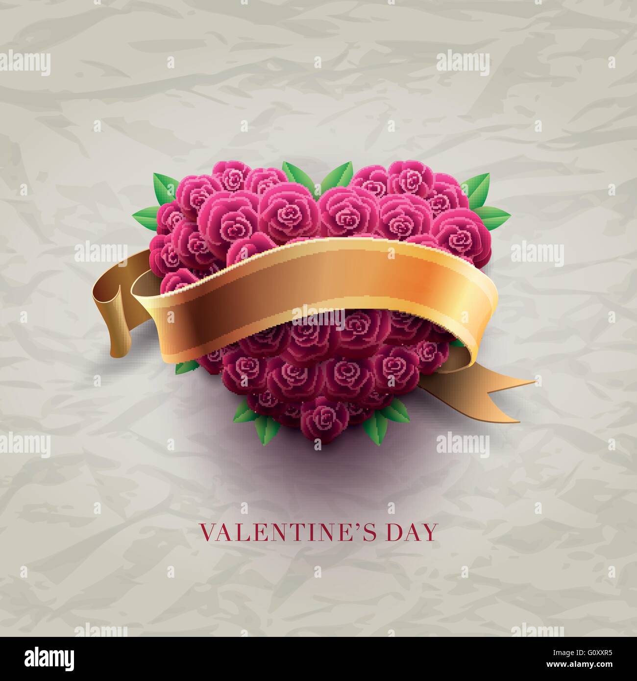 Vector retro Valentine's Day greeting card design template with roses ...