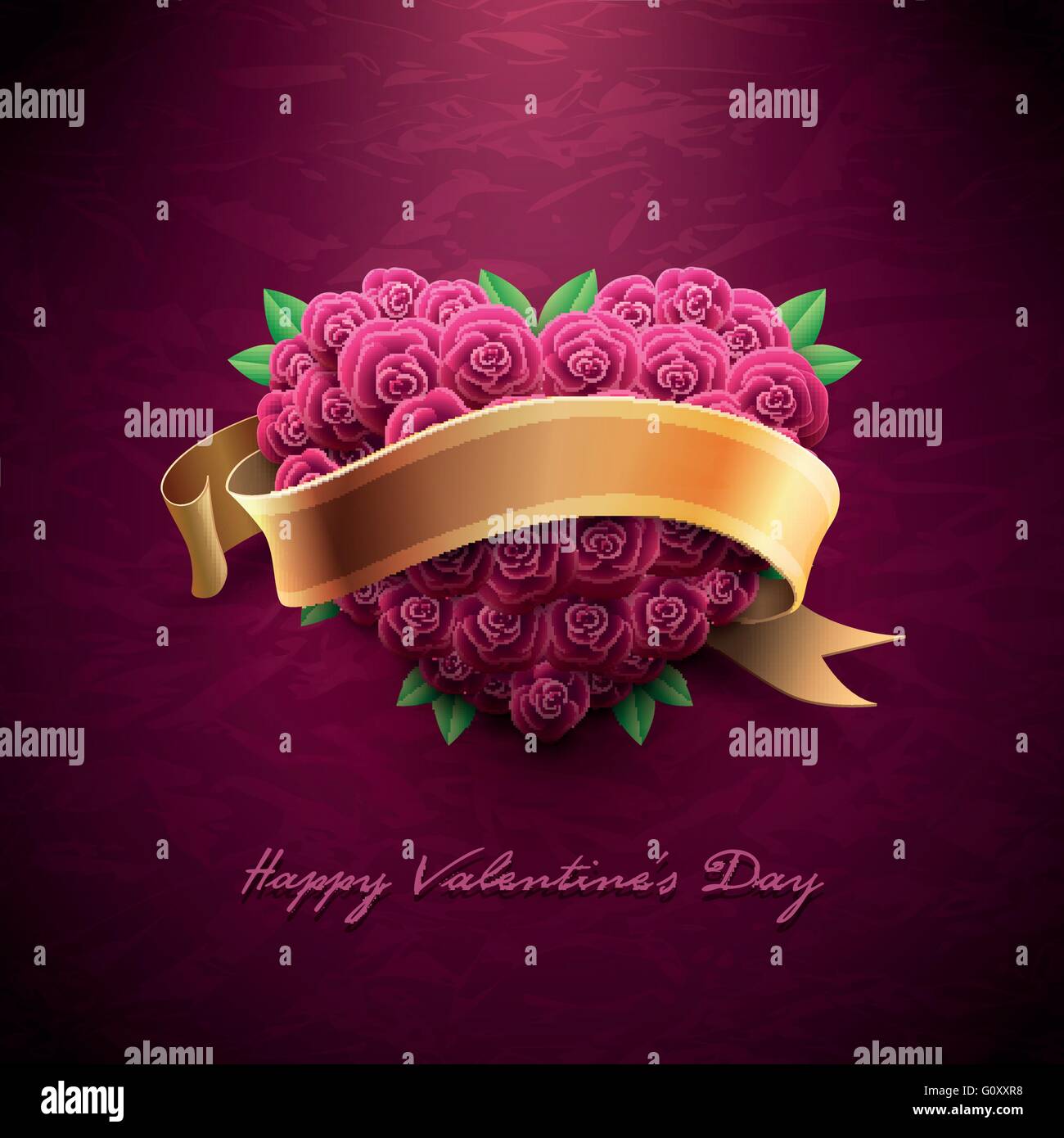 Vector retro Valentine's Day greeting card design template with roses ...